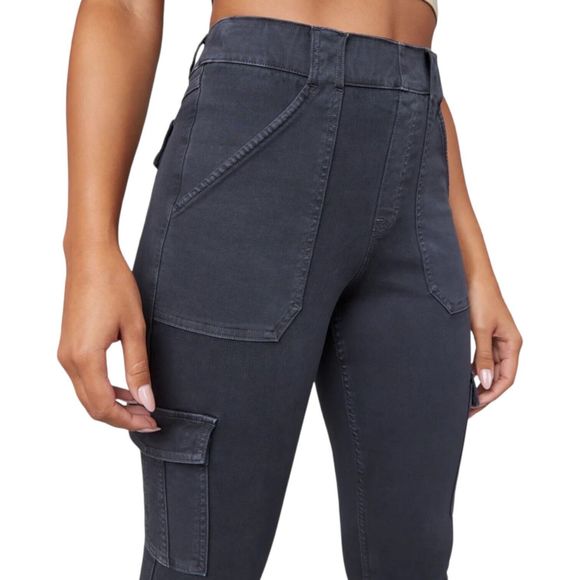 Spanx Stretch Twill Ankle Cargo Pant‎ Womens Size Petite Small Washed Black - Picture 2 of 11